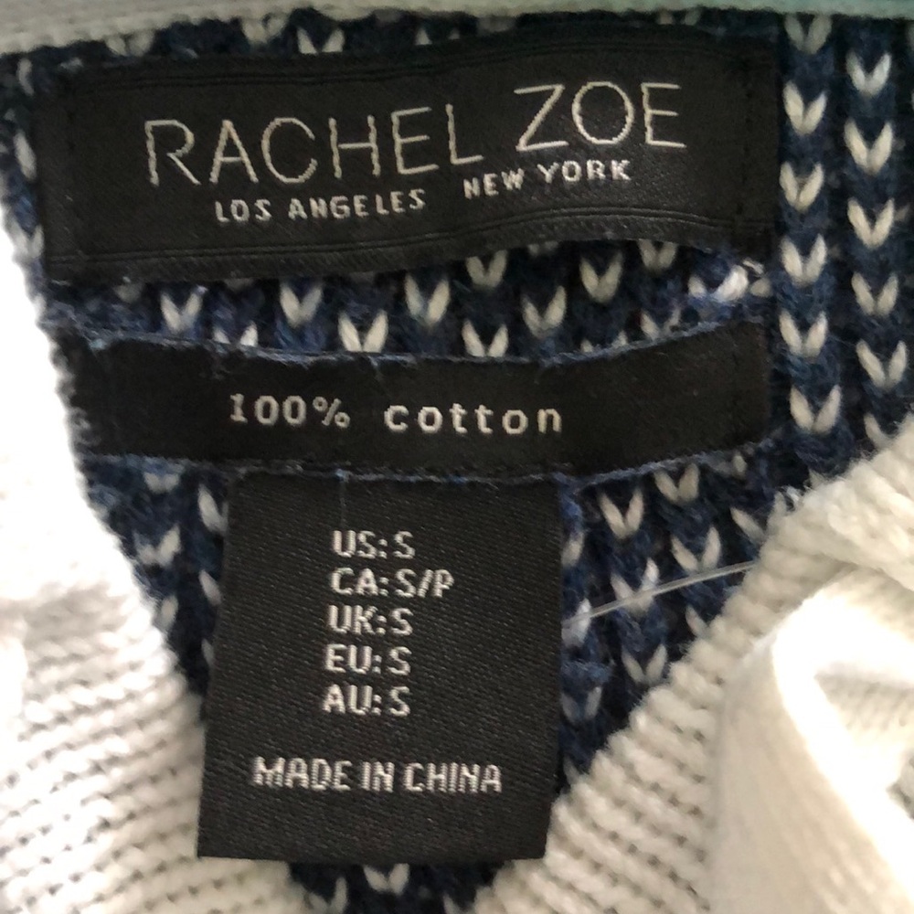 Navy blue and white Rachel Zoe hooded cotton sweater Size small